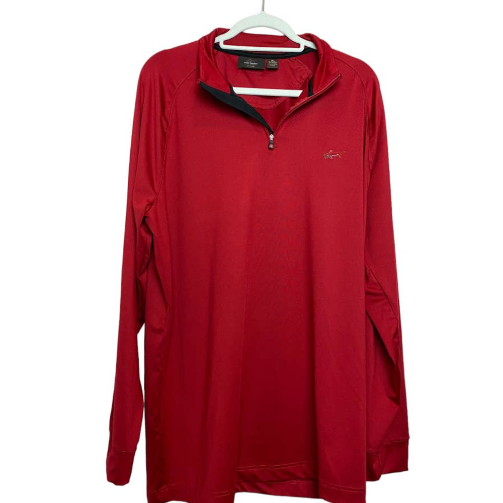 Greg Norman Red 1/4 Zip Long Sleeve Golf Shirt Men